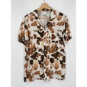 WeWoreWhat cow print button down shorts sleeve